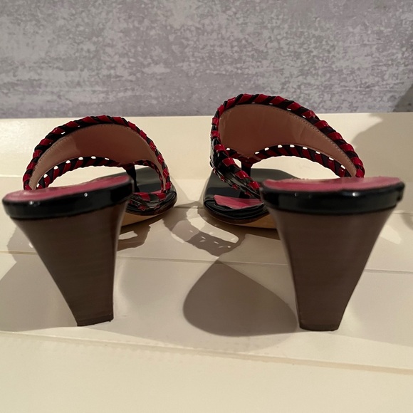 Kate Spade RARE Black and Red Whipstitch Architectural Sandals Sz 6 - Picture 14 of 15